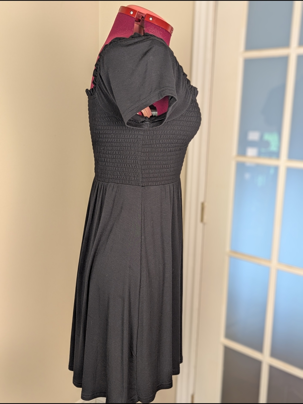 GAP Black Smocked Square-Neck Mini Dress - Picture 3 of 5